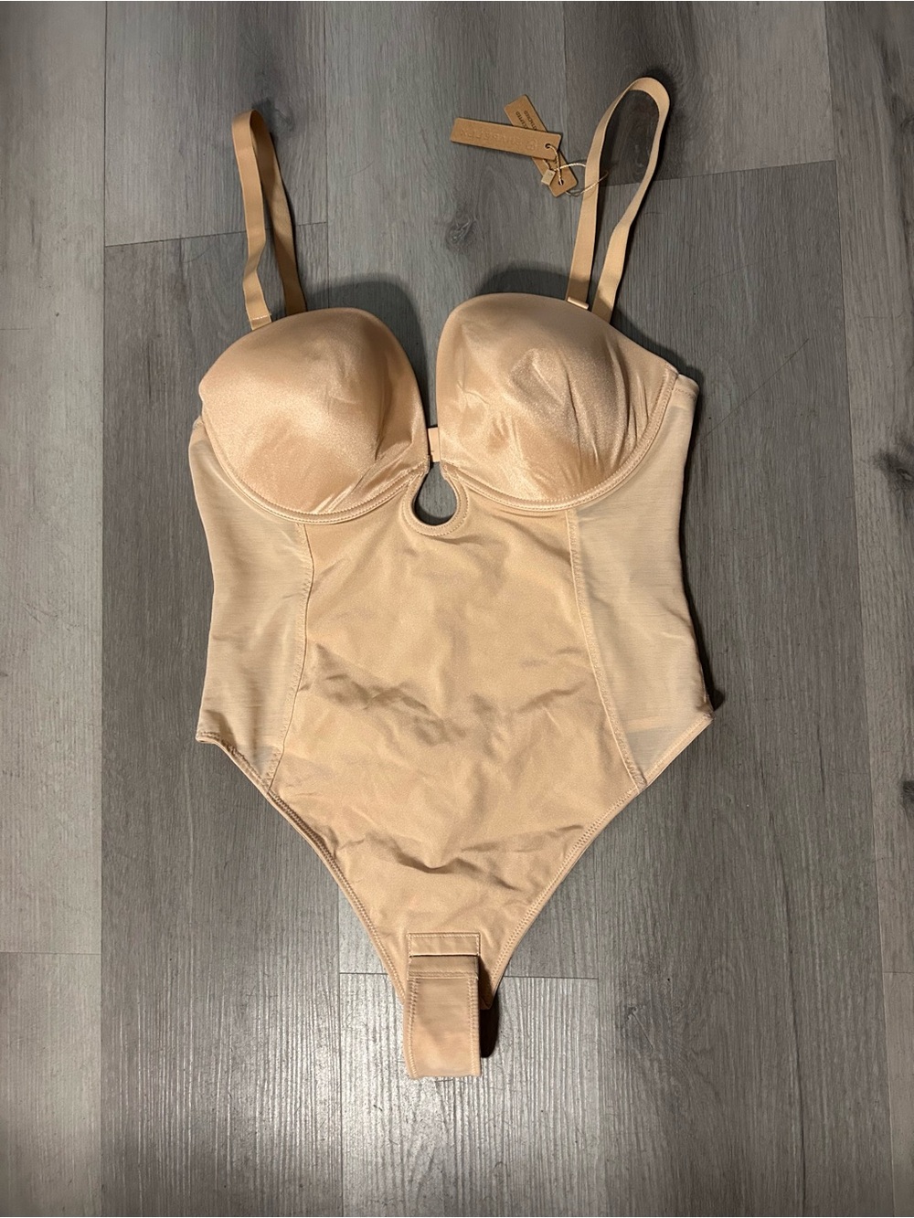 Nude Beige Contour Bodysuit with Underwire Cups